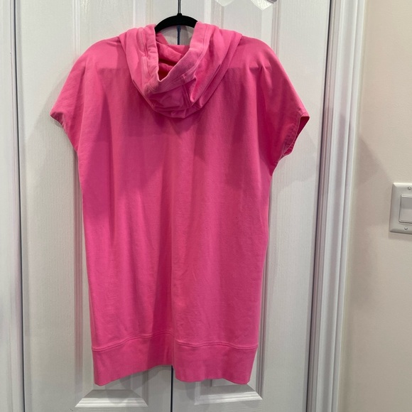 DKNY SPORT - Casual Summery Women's Flash Pink Logo Hooded Minidress in size L - Picture 2 of 5